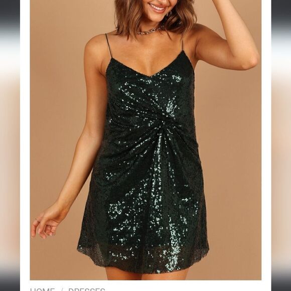 NWT Petal + Pup green sequined wrap mini dress size XL - Picture 1 of 7